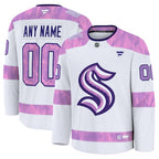 Seattle Kraken  2024 Hockey Fights Cancer Custom Practice Jersey - White