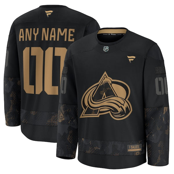 Colorado Avalanche  2024 Military Appreciation Personalized Long Sleeve Practice Jersey - Black