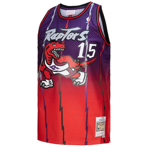 Vince Carter Toronto Raptors 1998/99 Hardwood Classics Fadeaway Swingman Player Jersey - Red/Purple