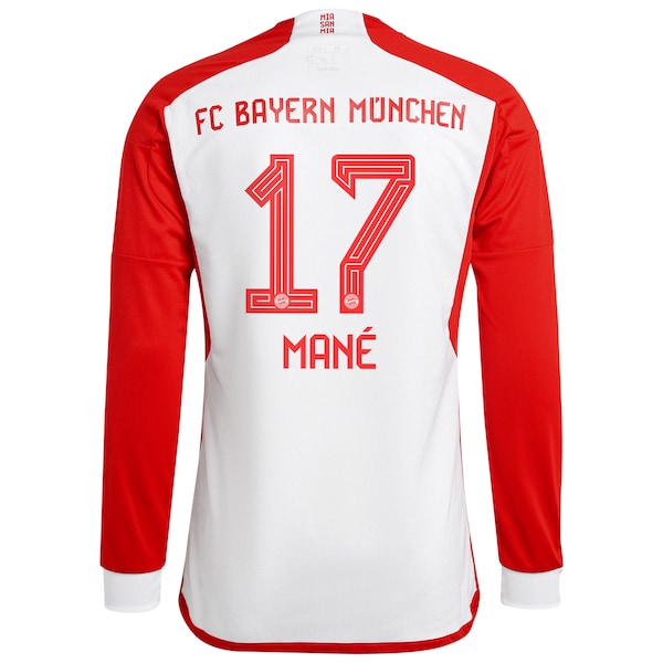 Sadio Mané Bayern Munich adidas 2023/24 Home Replica Long Sleeve Jersey - White