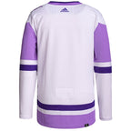 Chicago Blackhawks adidas Hockey Fights Cancer Primegreen Authentic Blank Practice Jersey - White/Purple