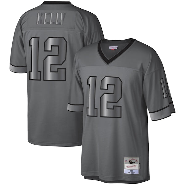 Jim Kelly Buffalo Bills 1990 Retired Player Metal Legacy Jersey - Charcoal