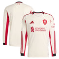 Liverpool adidas 2025/26 Away Replica Long Sleeve Jersey - White/Red/Green