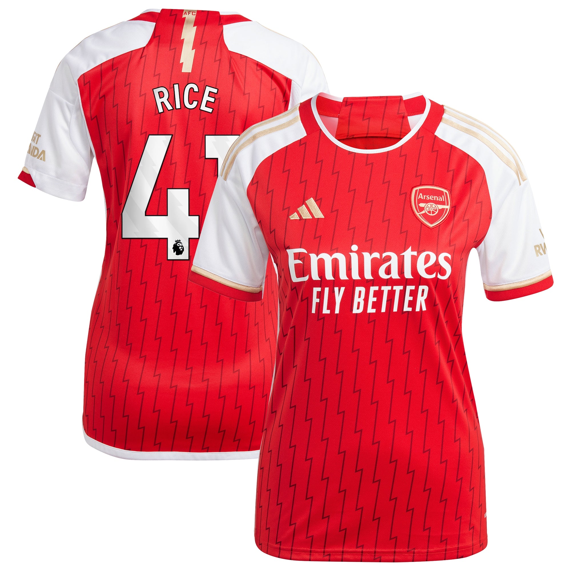 Declan Rice Arsenal adidas Women's 2023/24 Away Replica Player Jersey - Yellow/Green/Red