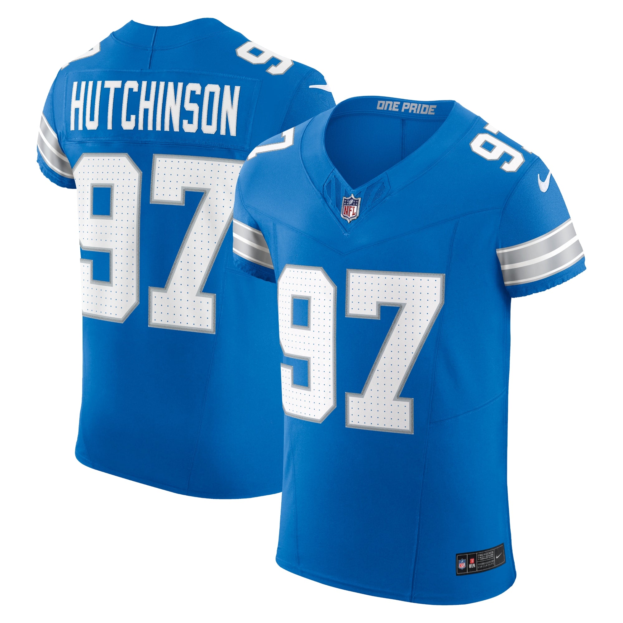 Aidan Hutchinson Detroit Lions Nike Alternate Vapor F.U.S.E. Elite Jersey - Black/Blue