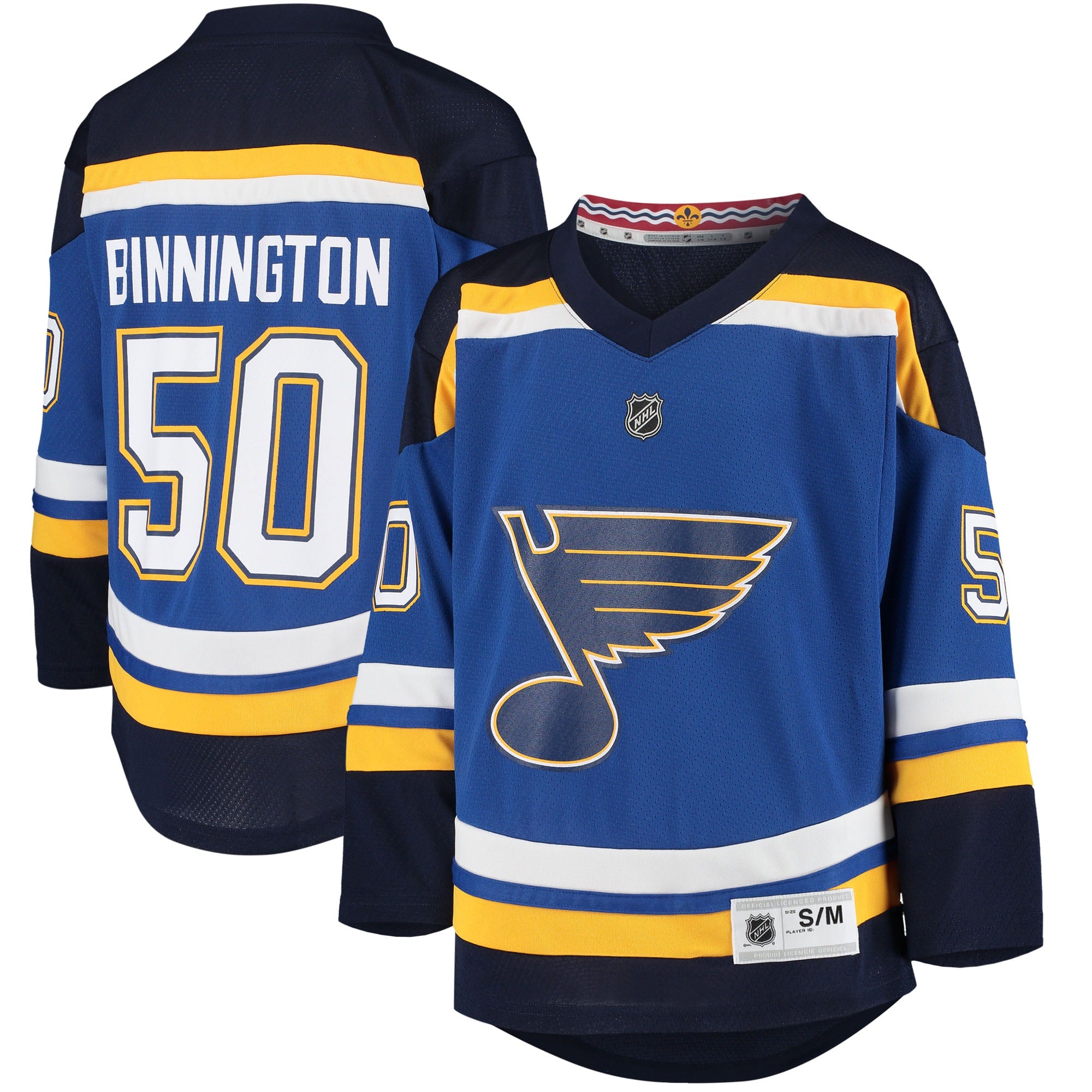 Jordan Binnington St. Louis Blues Youth Away Replica Player Jersey - White/Blue