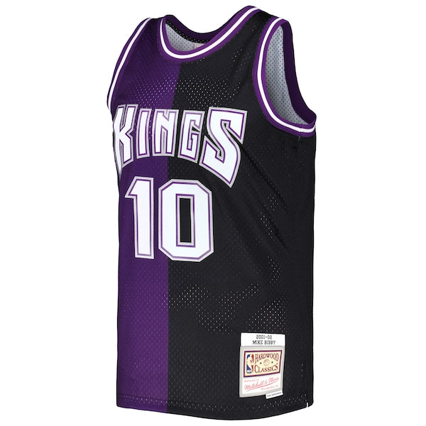 Mike Bibby Sacramento Kings Hardwood Classics 2001/02 Split Swingman Jersey - Purple/Black