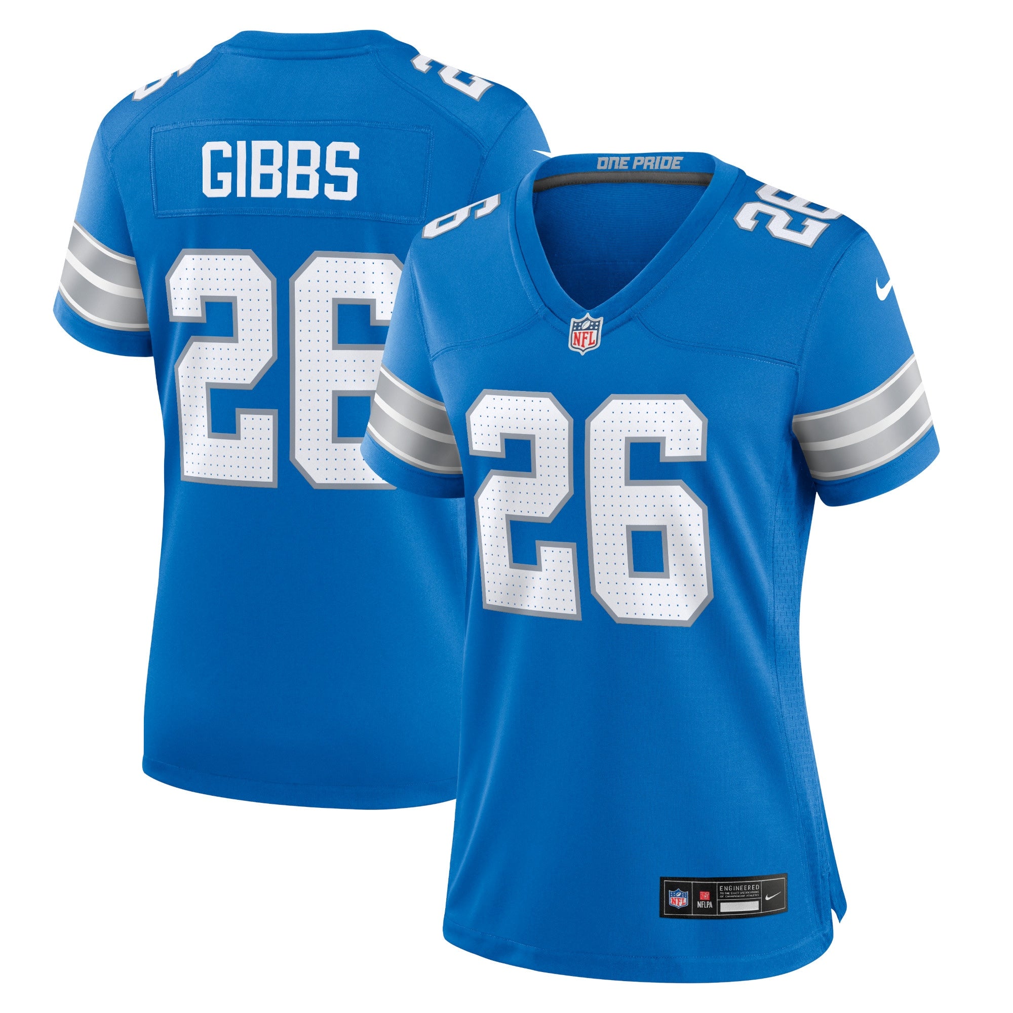 Jahmyr Gibbs Detroit Lions Nike Women's Game Jersey - White/Blue