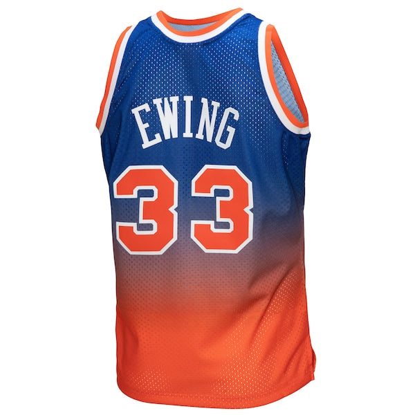 Patrick Ewing New York Knicks 1991/92 Hardwood Classics Fadeaway Swingman Player Jersey - Orange/Royal
