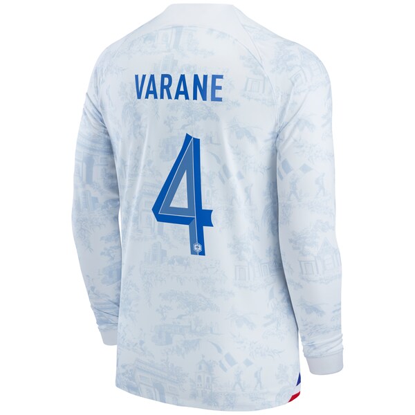 Raphael Varane France National Team Nike 2022/23 Away Breathe Stadium Replica Long Sleeve Jersey - White