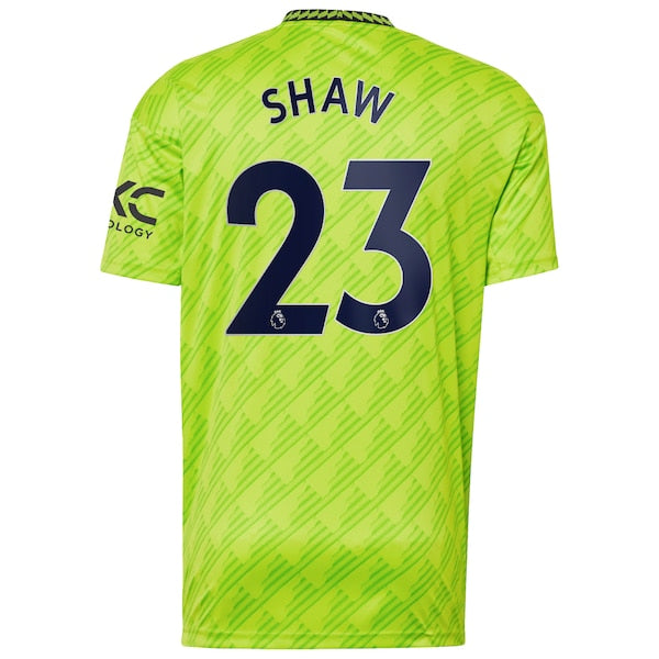 Luke Shaw Manchester United adidas 2022/23 Third Replica Player Jersey - Neon Green
