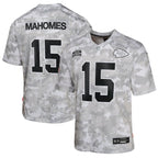 Patrick Mahomes Kansas City Chiefs Nike Youth 2024 Salute to Service Game Jersey - Arctic Camo