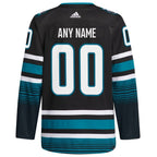 San Jose Sharks adidas Alternate Primegreen Authentic Custom Jersey - Black