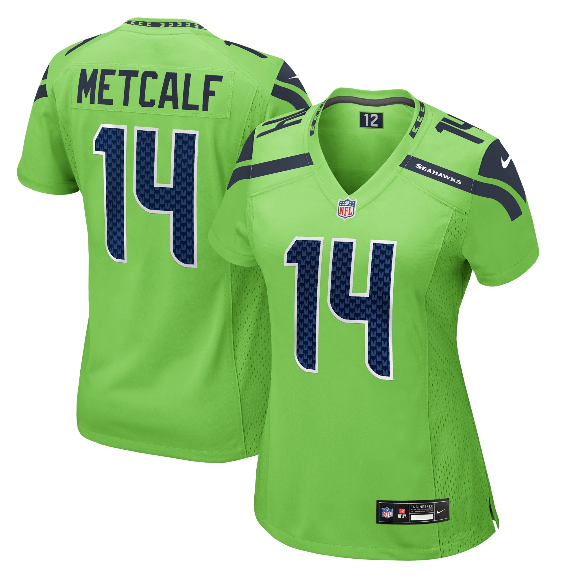 DK Metcalf Seattle Seahawks Nike Women's Team Game Jersey - College College Navy/Neon Green