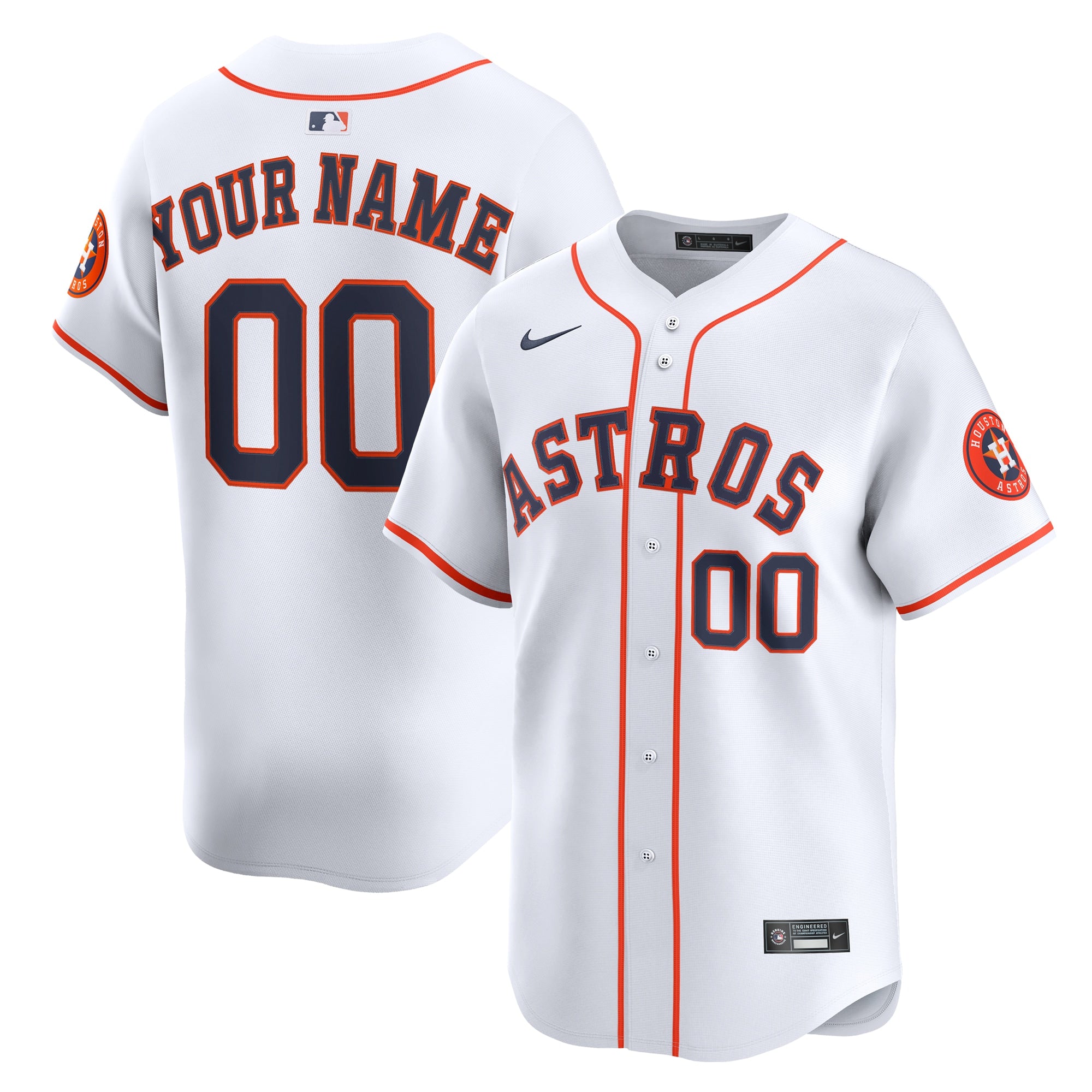 Houston Astros Nike Alternate Limited Custom Jersey - Orange/White
