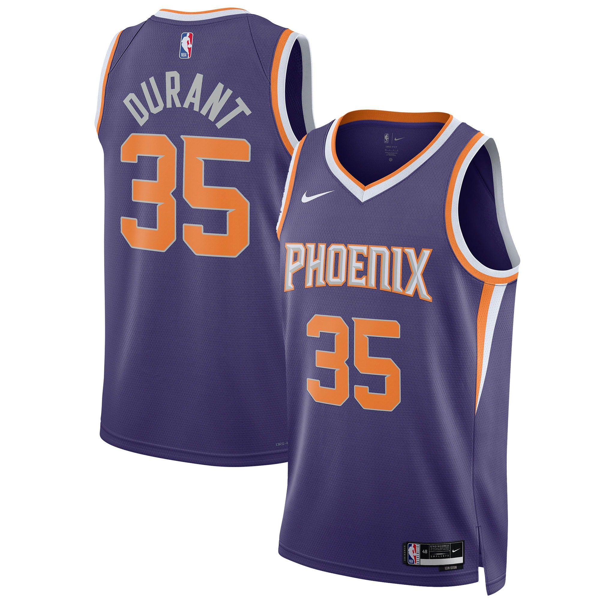 Kevin Durant Phoenix Suns Nike Unisex Swingman Jersey - Association Edition - White/Purple