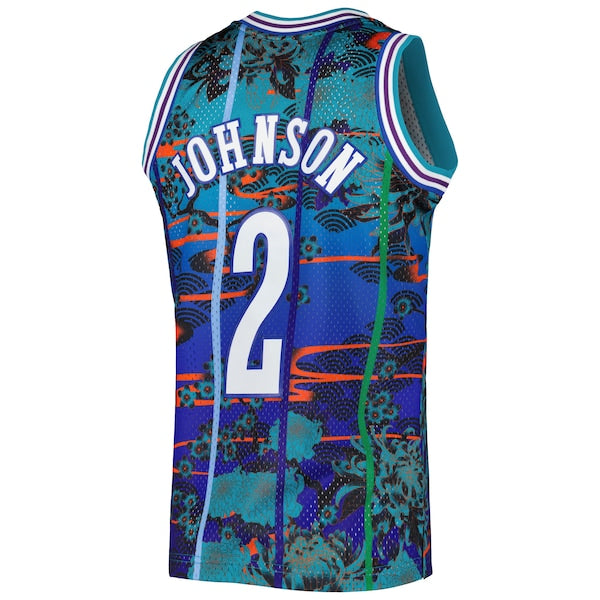 Larry Johnson Charlotte Hornets 1992/93 Hardwood Classics Lunar New Year Swingman Jersey - Teal