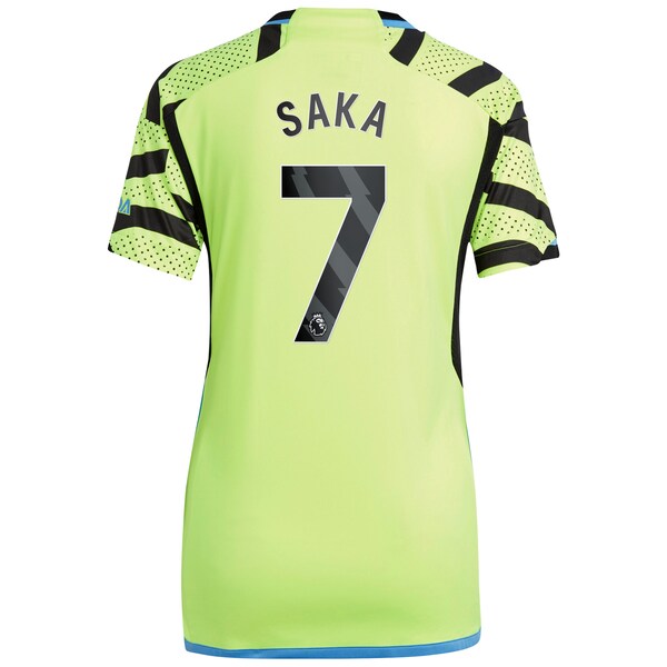 Bukayo Saka Arsenal adidas Women's 2023/24 Away Replica Player Jersey - Yellow/Green/Red
