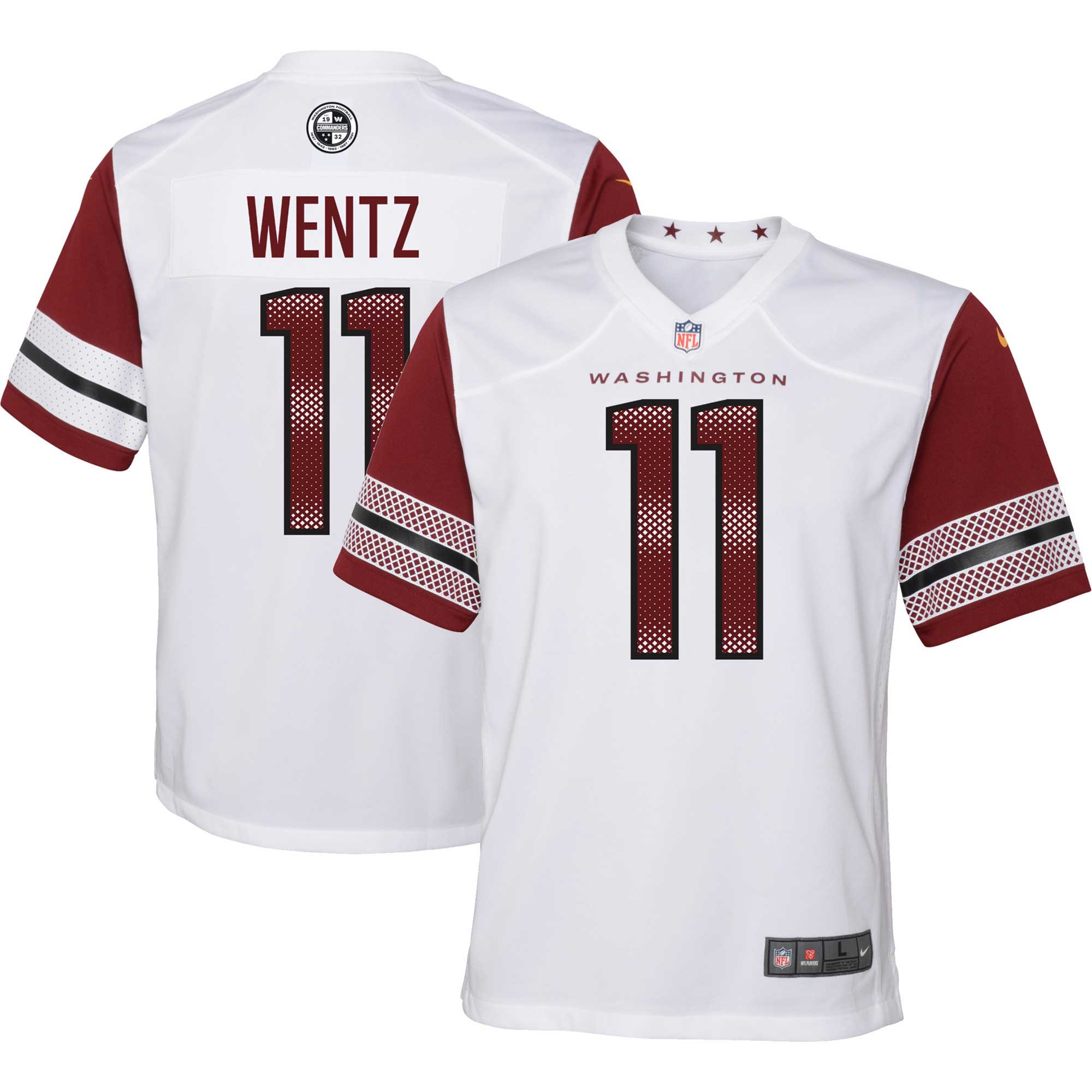 Carson Wentz Washington Commanders Nike Youth Alternate Game Jersey - Black/Burgundy/White
