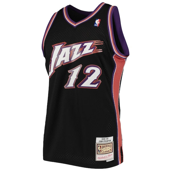 John Stockton Utah Jazz 1998/99 Hardwood Classics Swingman Jersey - Black
