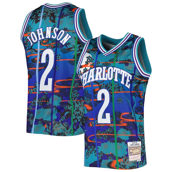 Larry Johnson Charlotte Hornets 1992/93 Hardwood Classics Lunar New Year Swingman Jersey - Teal