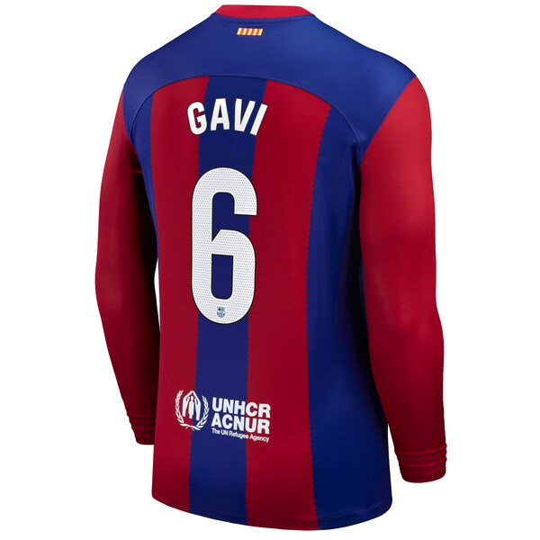 Gavi Barcelona Nike 2023/24 Home Stadium Replica Long Sleeve Player Jersey - Royal