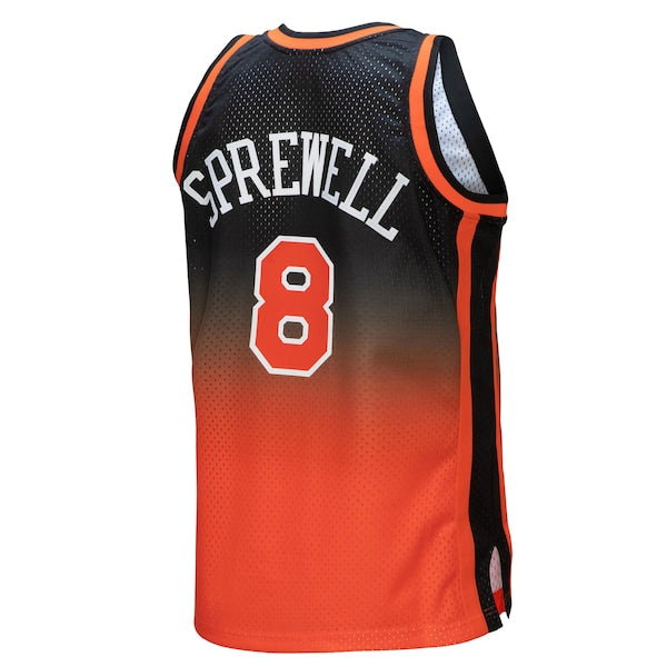 Latrell Sprewell New York Knicks 1998/99 Hardwood Classics Fadeaway Swingman Player Jersey - Orange/Black