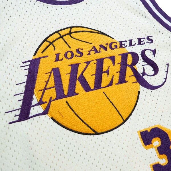 Magic Johnson Los Angeles Lakers Chainstitch Swingman Jersey - Cream