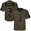 Russell Wilson Seattle Seahawks Nike Youth 2021 Salute To Service Game Jersey - Olive