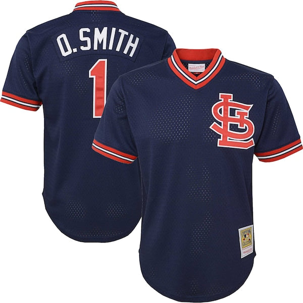 Ozzie Smith St. Louis Cardinals Youth Cooperstown Collection Mesh Batting Practice Jersey - Navy