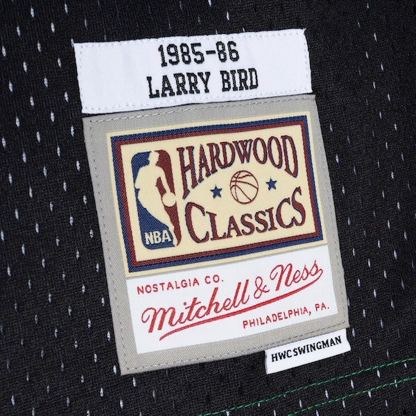 Larry Bird Boston Celtics Hardwood Classics 1985/86 Split Swingman Jersey - Black/Kelly Green