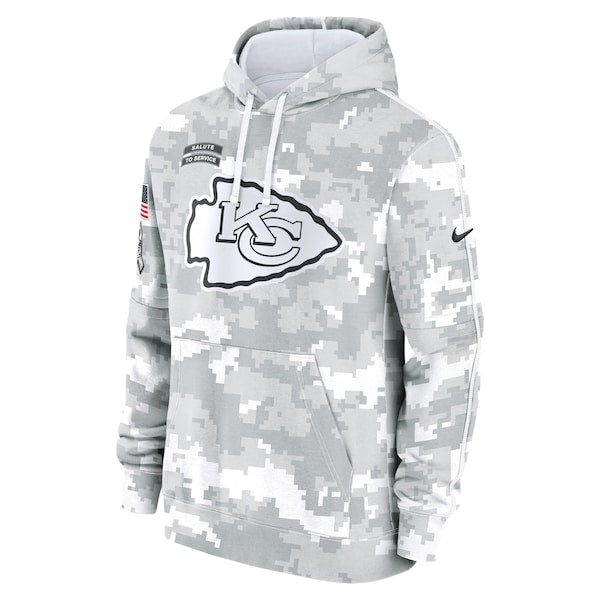 Kansas City Chiefs Nike 2024 Salute to Service Club Fleece Pullover Hoodie - Arctic Camo