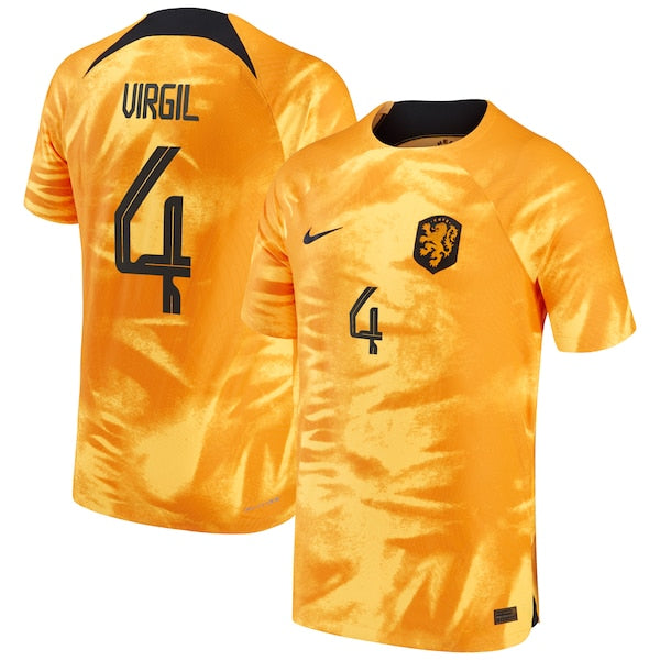 Virgil Van Dijk Netherlands National Team Nike 2022/23 Home Vapor Match Authentic Player Jersey - Orange