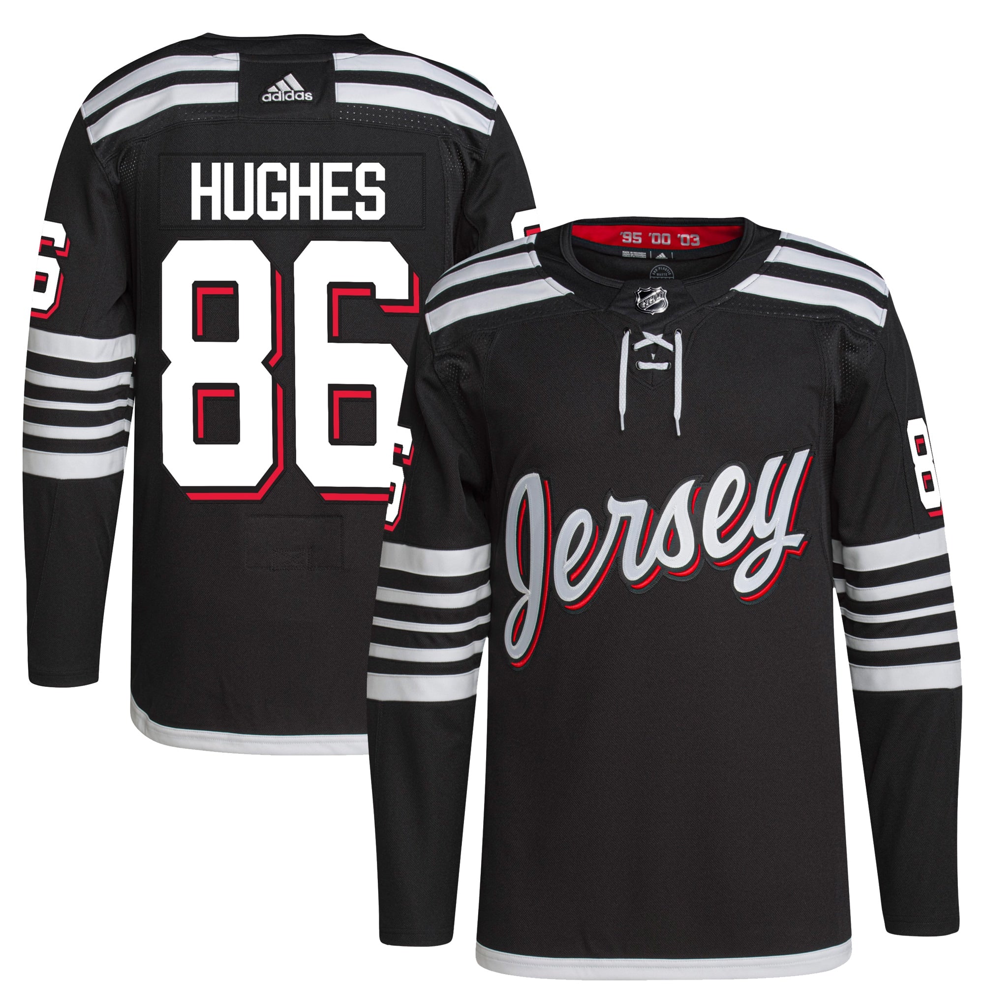 Jack Hughes New Jersey Devils adidas Home Primegreen Authentic Player Jersey - Red/Black