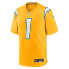 Quentin Johnston Los Angeles Chargers Nike Alternate Charger Power Game Player Jersey - Gold/Powder Blue/Navy