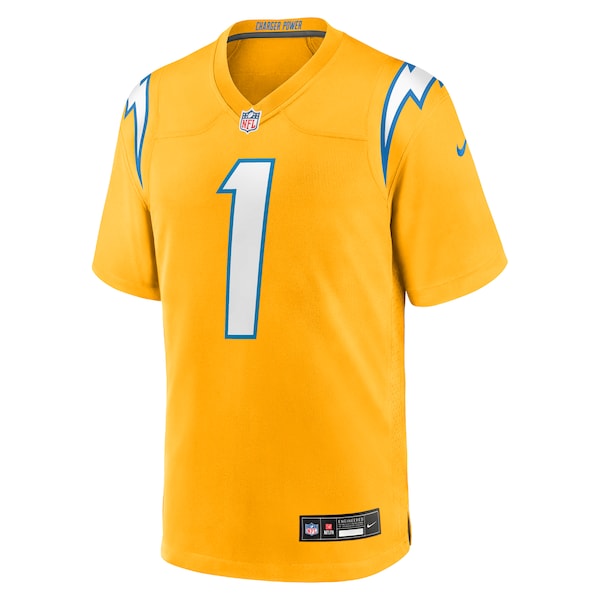 Quentin Johnston Los Angeles Chargers Nike Alternate Charger Power Game Player Jersey - Gold/Powder Blue/Navy