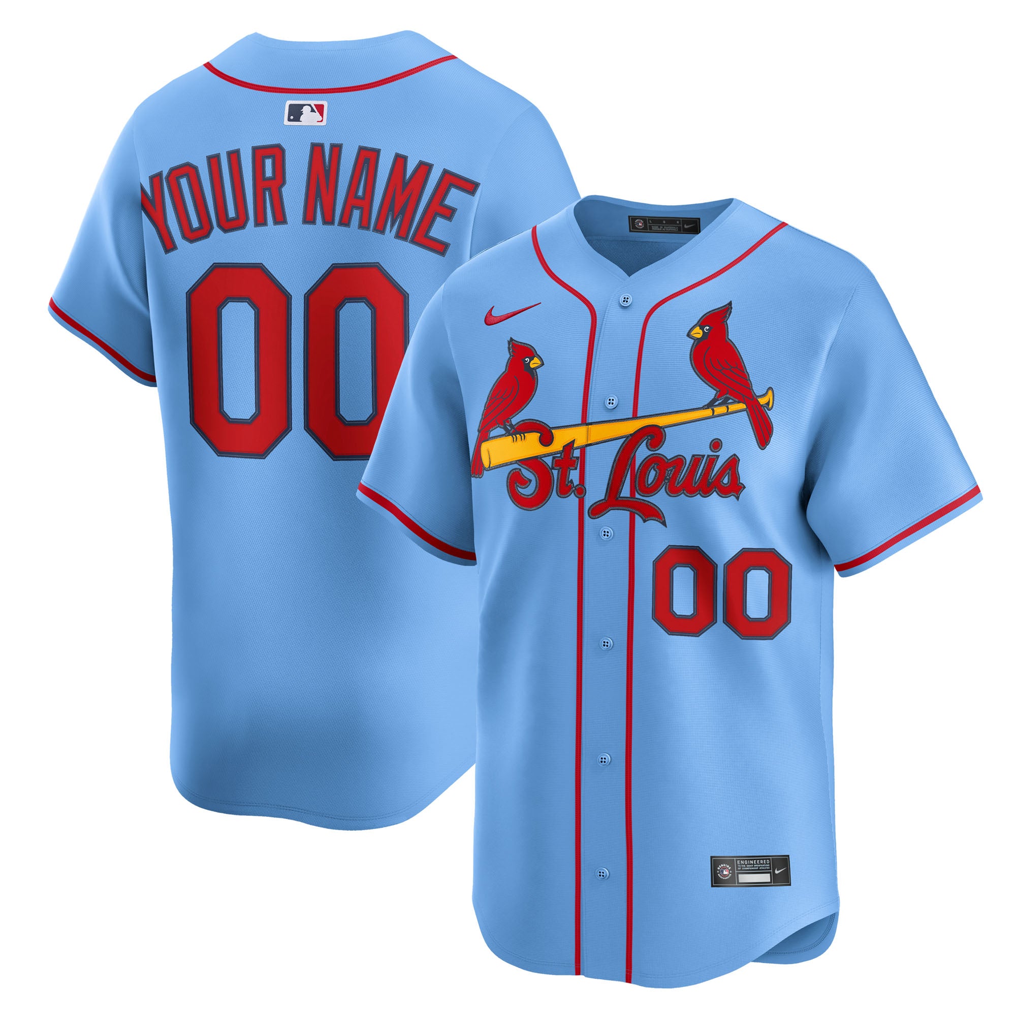 St. Louis Cardinals Nike Home Limited Custom Jersey - White/Light Blue