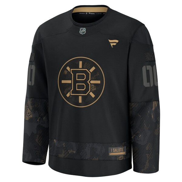 Boston Bruins  2024 Military Appreciation Personalized Long Sleeve Practice Jersey - Black