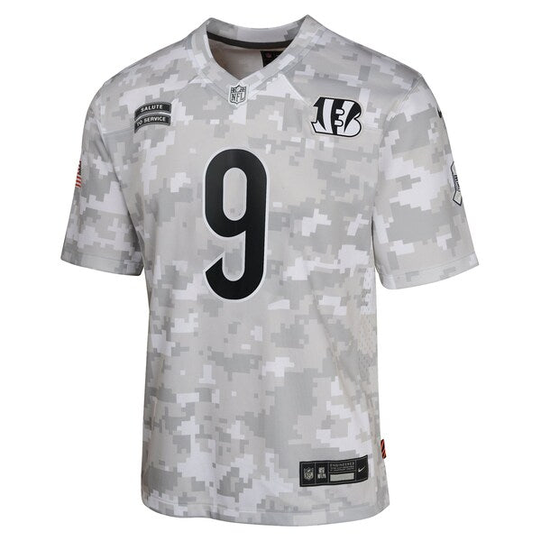 Joe Burrow Cincinnati Bengals Nike Youth 2024 Salute to Service Game Jersey - Arctic Camo