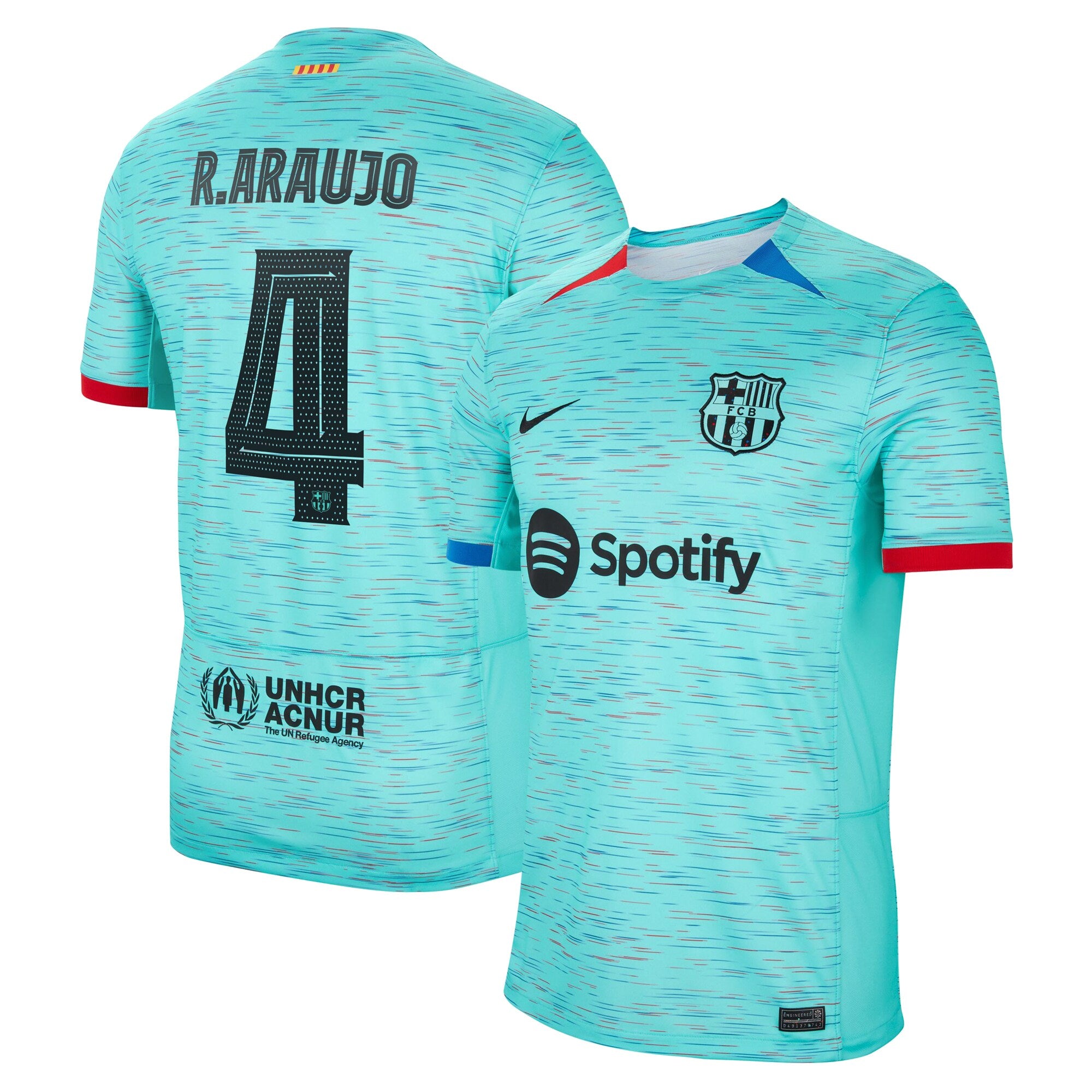 Ronald Araujo Barcelona Nike 2023/24 Away Replica Jersey - White/Aqua/Royal