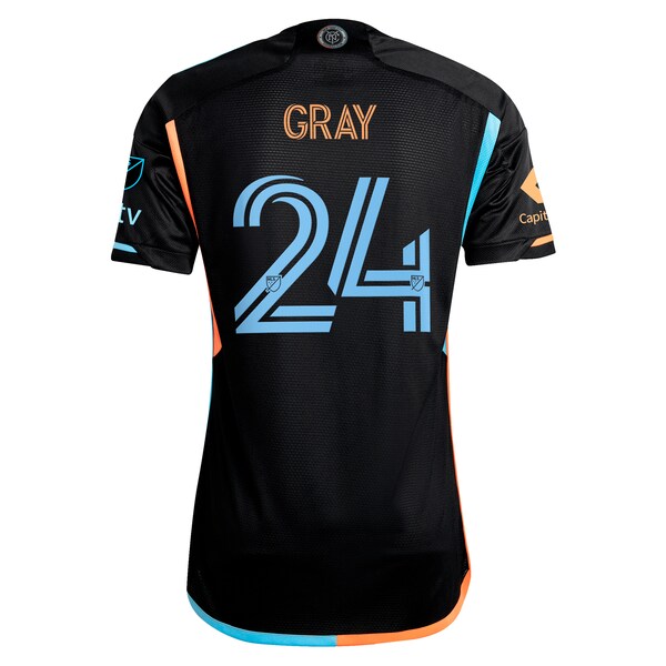 Tayvon Gray New York City FC adidas 2024 24/7 Kit Authentic Player Jersey - Black
