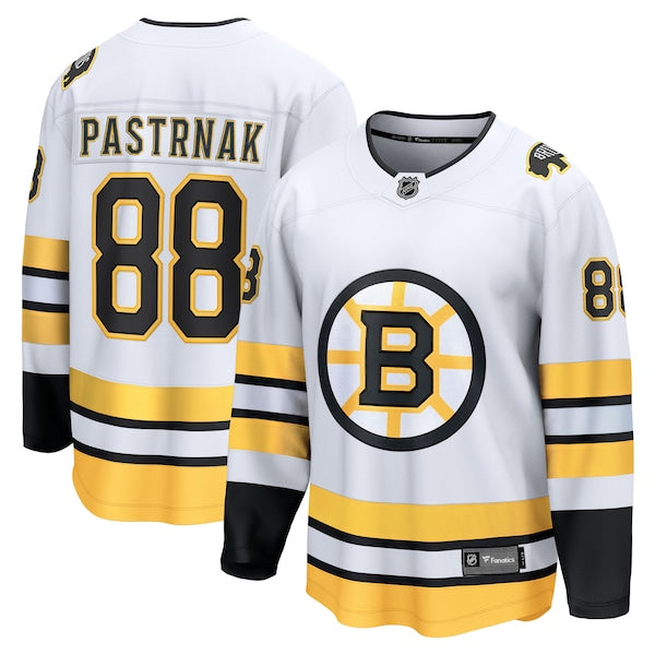 David Pastrnak Boston Bruins  Away Breakaway Player Jersey - White/Black