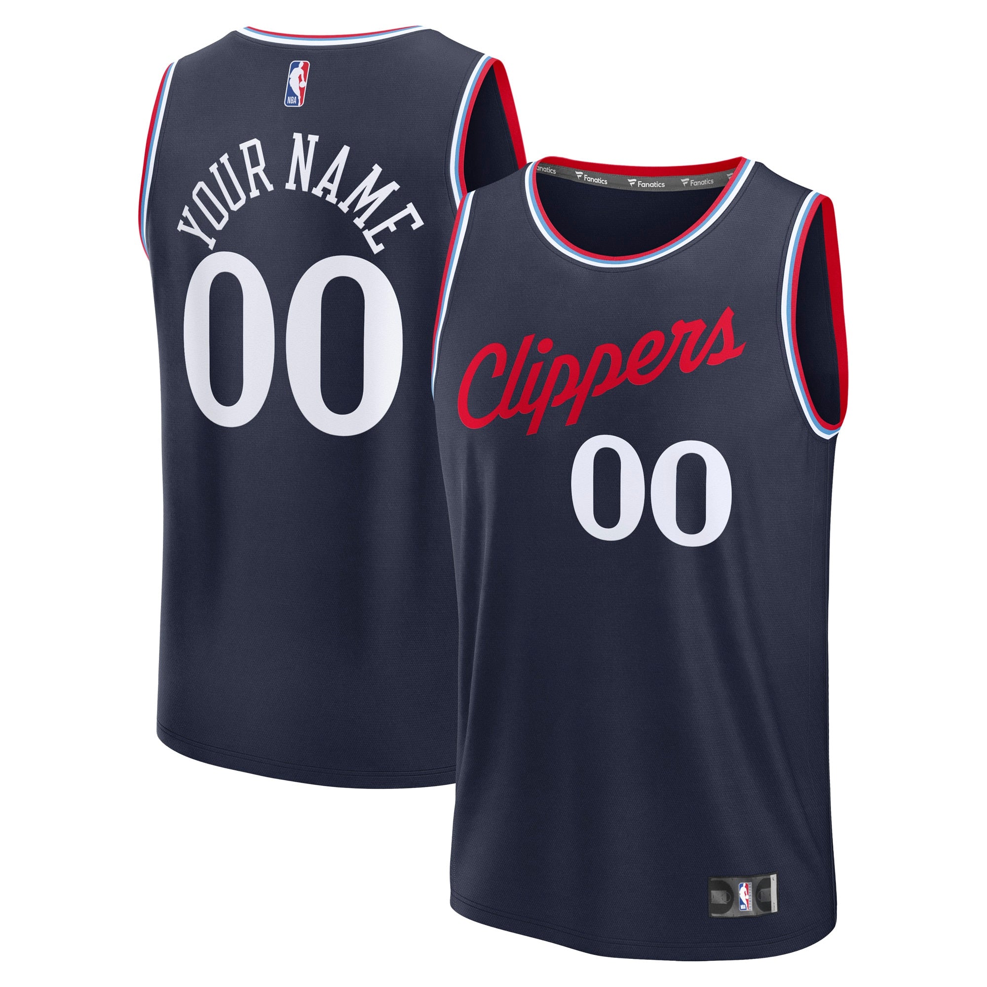 LA Clippers  Youth Fast Break Custom Replica Jersey - White  - Association Edition/Navy/Red