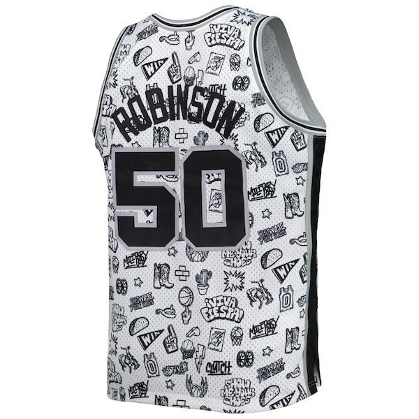 David Robinson San Antonio Spurs 1998/99 Hardwood Classics Doodle Swingman Player Jersey - White