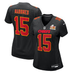 Patrick Mahomes Kansas City Chiefs Nike Women's Super Bowl LIX Fashion Game Jersey - Carbon Black/White