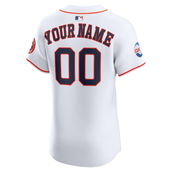 Houston Astros Nike Home Elite Sponsor Patch Custom Jersey - White