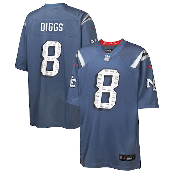 Stefon Diggs New England Patriots Nike Youth 2025 Rivalries Collection Game Jersey - Storm Blue