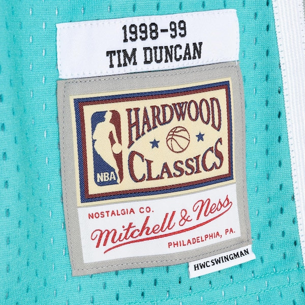 Tim Duncan San Antonio Spurs Hardwood Classics 1998/99 Split Swingman Jersey - Black/Teal
