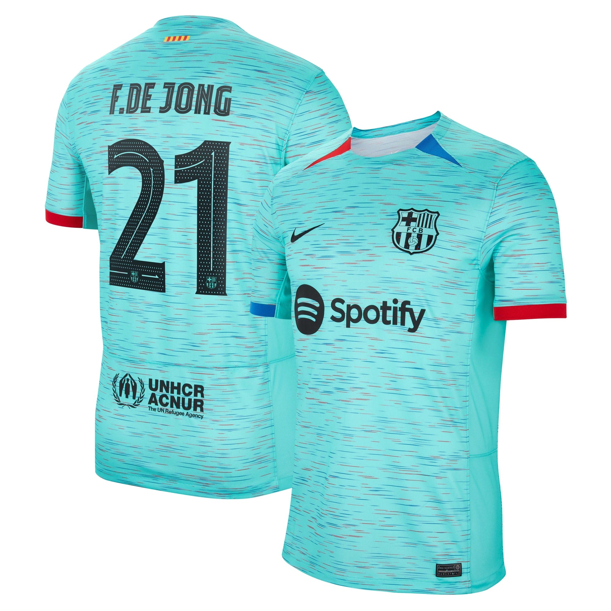 Frenkie de Jong Barcelona Nike 2023/24 Away Replica Jersey - White/Aqua/Royal