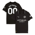 Manchester City Puma Youth 2025/26 Away Replica Custom Jersey - Black/Green/Light Blue